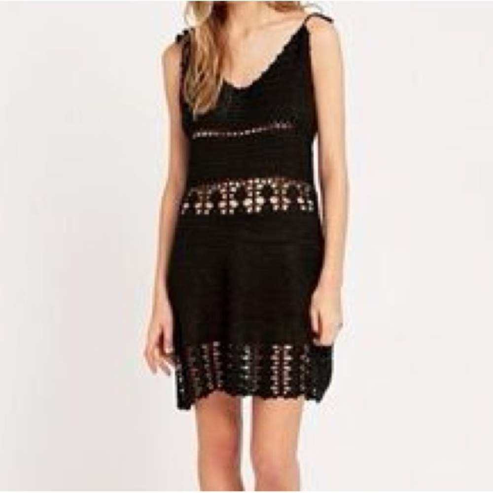 UNIF Boardwalk Crochet Mini Dress Black